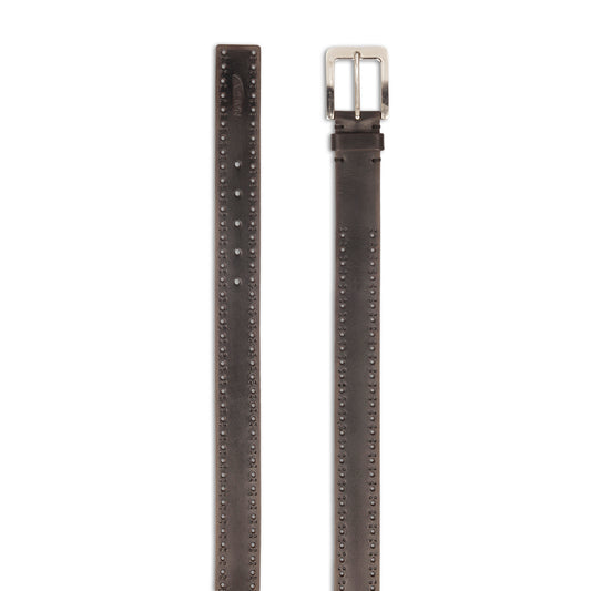 Handmade Brogue Punched Black Casual Leather Belt