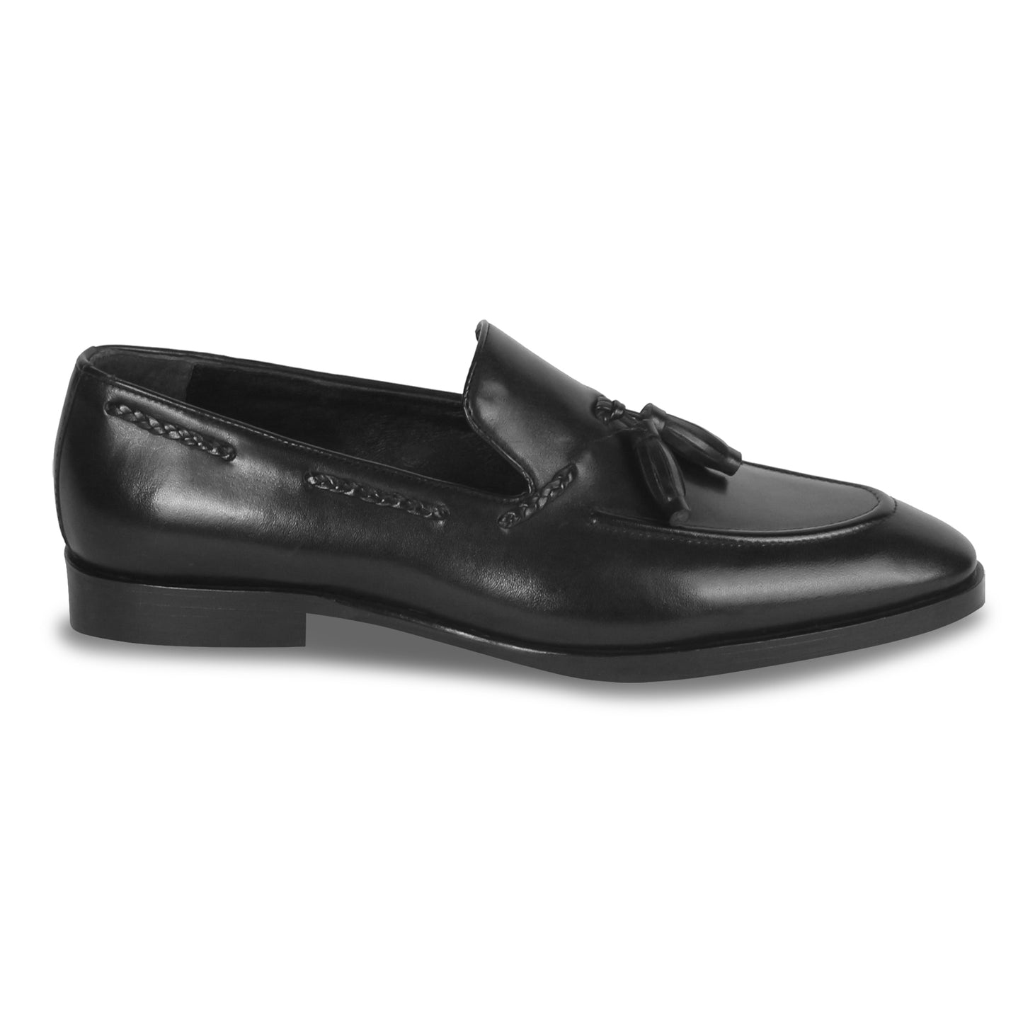 GENTLEMEN’S TASSEL LEATHER LOAFERS (BLACK)