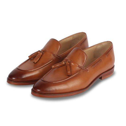 GENTLEMEN'S TASSEL LEATHER LOAFERS (TAN)