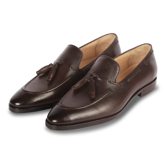 GENTLEMEN'S TASSEL LEATHER LOAFERS (BROWN)