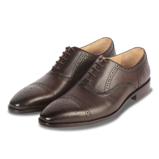 CROWNED BROGUE OXFORD SHOE (BROWN)
