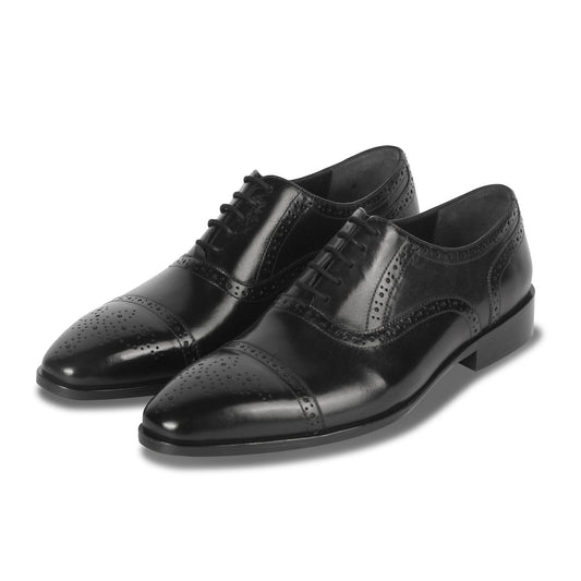CROWNED BROGUE OXFORD SHOE (BLACK)