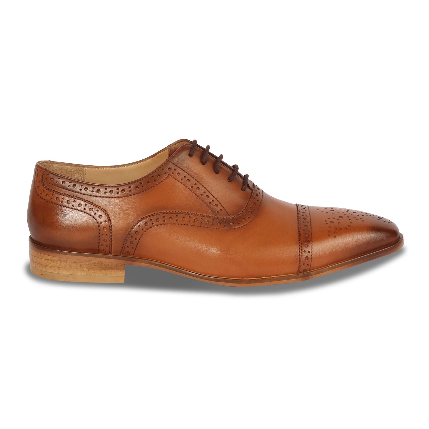 CROWNED BROGUE OXFORD SHOE (TAN)