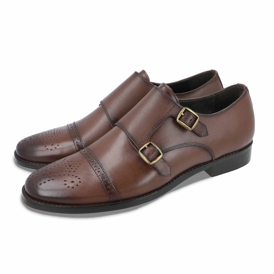 Novice Double Strap Monk Shoes (Brown)