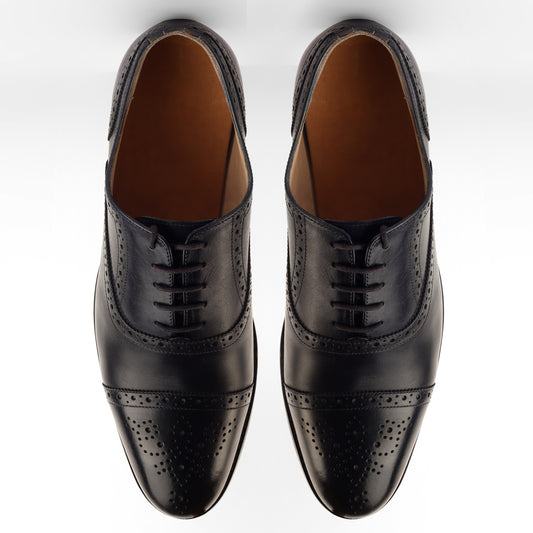 CROWNED BROGUE OXFORD SHOE (BLACK)