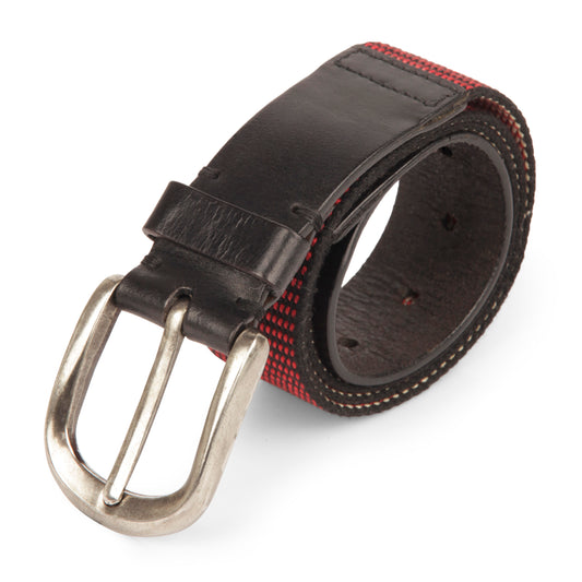 Handmade Black & Red Casual Leather Belt