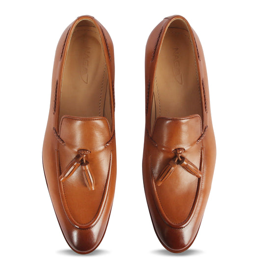 GENTLEMEN'S TASSEL LEATHER LOAFERS (TAN)