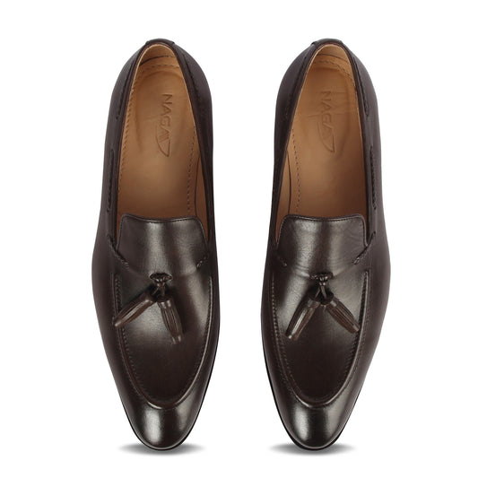 GENTLEMEN'S TASSEL LEATHER LOAFERS (BROWN)
