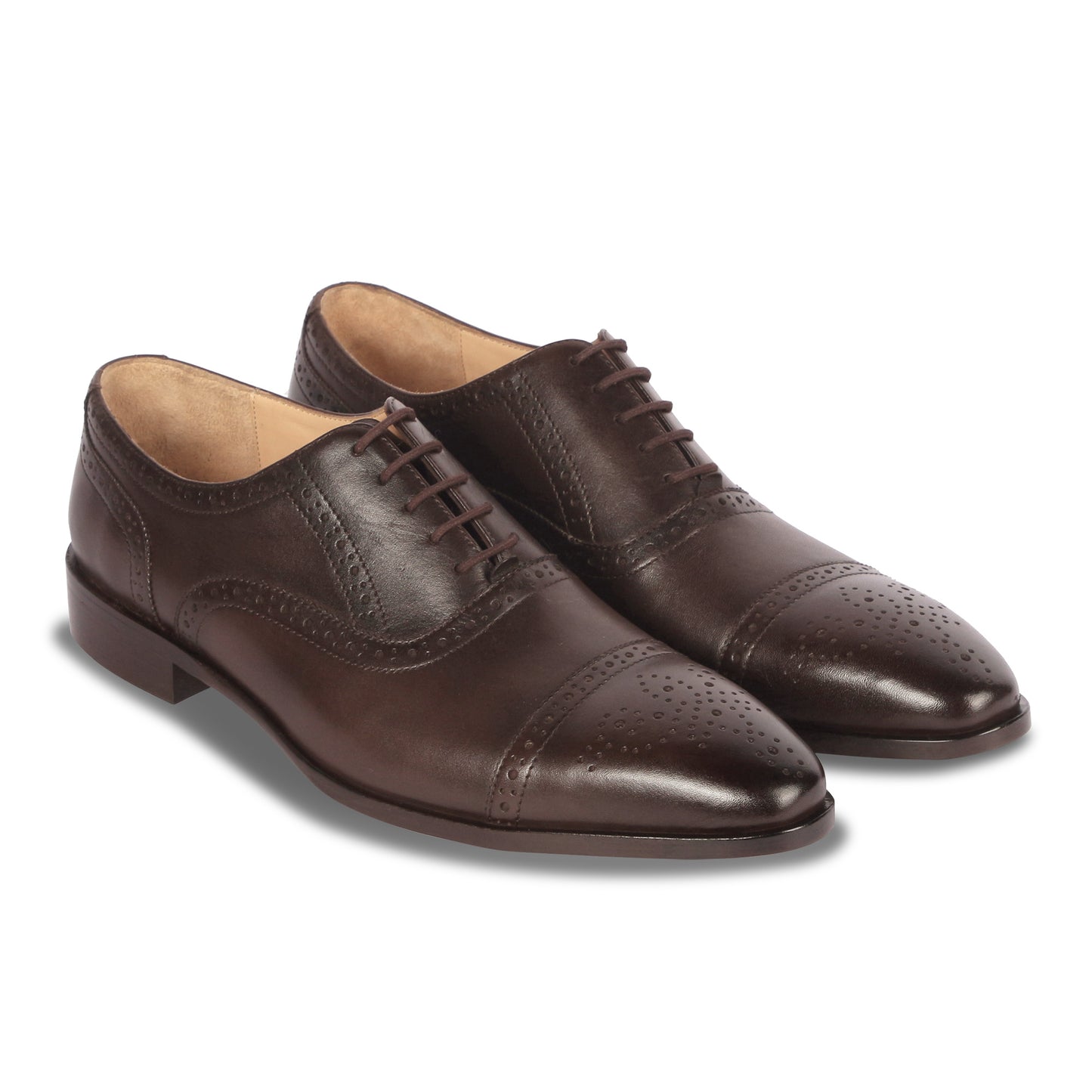 CROWNED BROGUE OXFORD SHOE (BROWN)