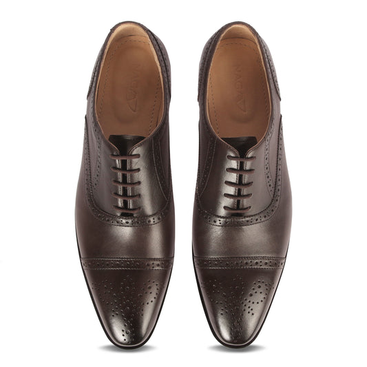 CROWNED BROGUE OXFORD SHOE (BROWN)