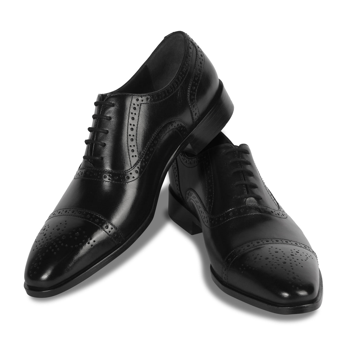 CROWNED BROGUE OXFORD SHOE (BLACK)