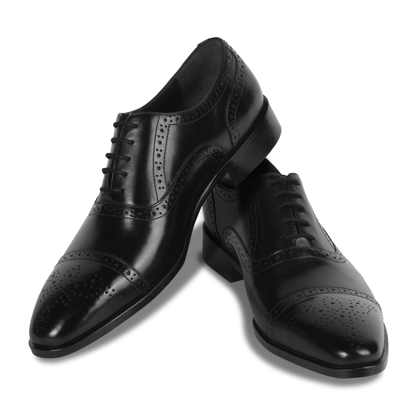 CROWNED BROGUE OXFORD SHOE (BLACK)