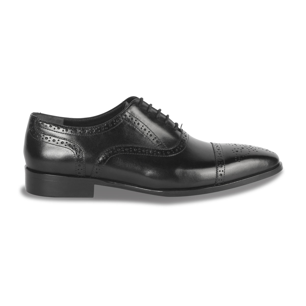 CROWNED BROGUE OXFORD SHOE (BLACK)