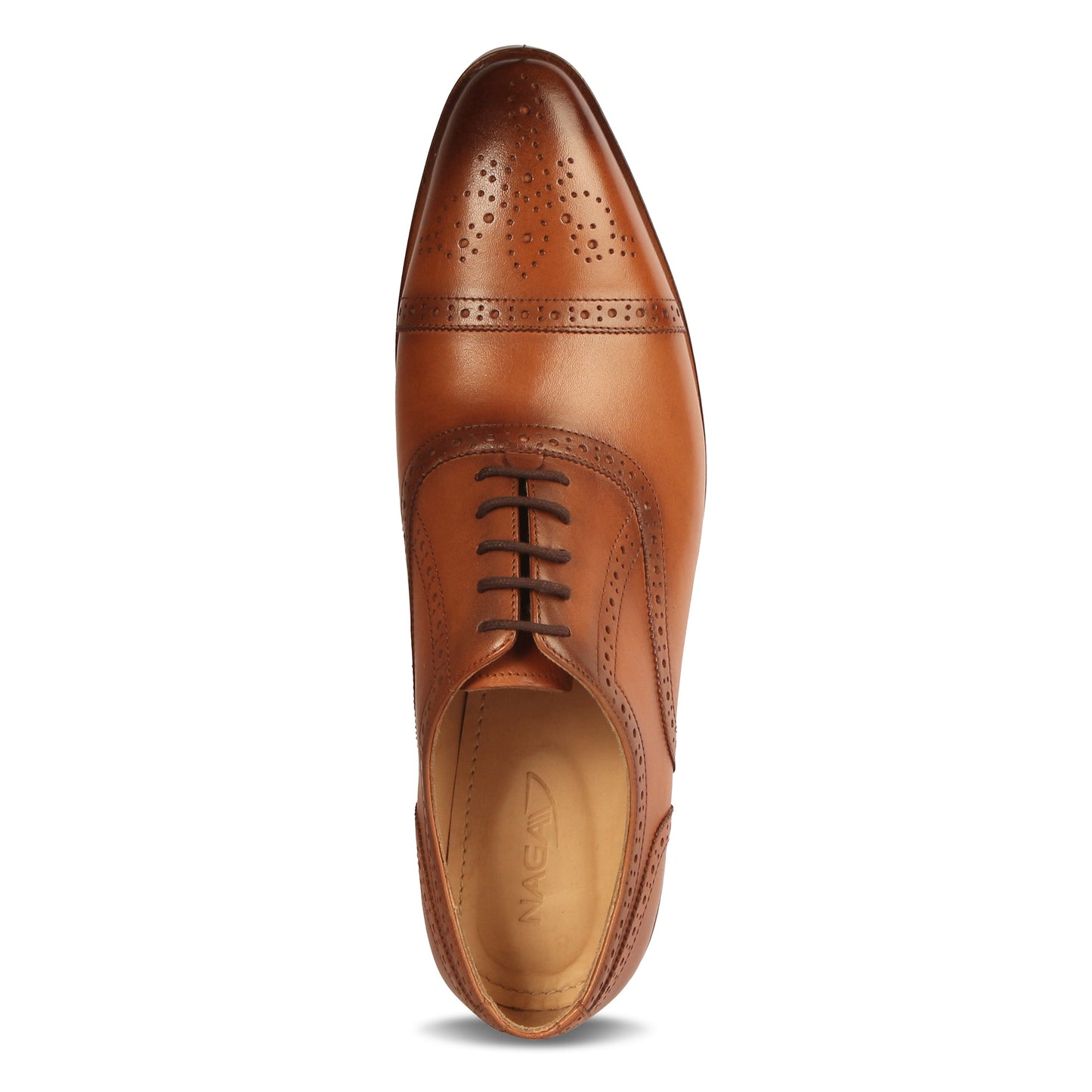 CROWNED BROGUE OXFORD SHOE (TAN)