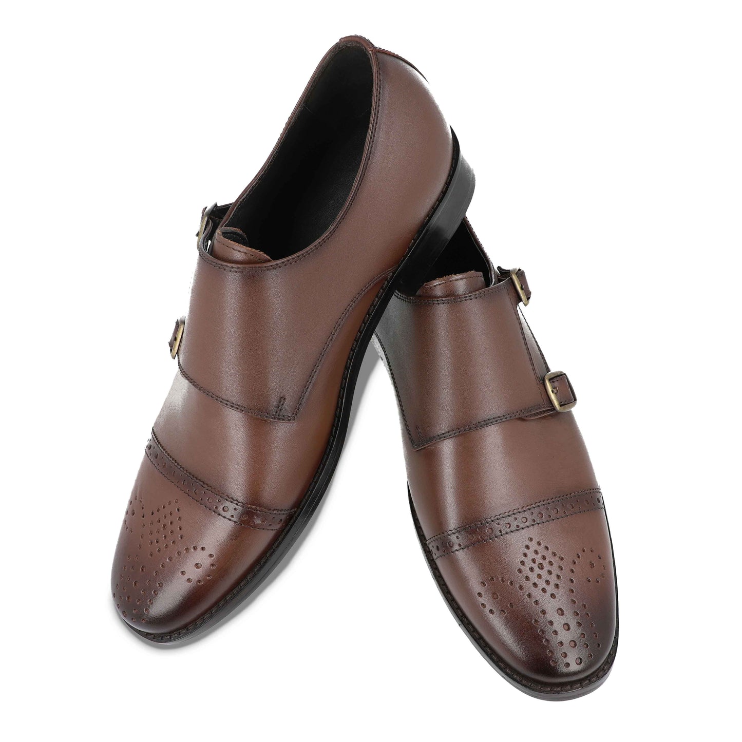 Novice Double Strap Monk Shoes (Brown)