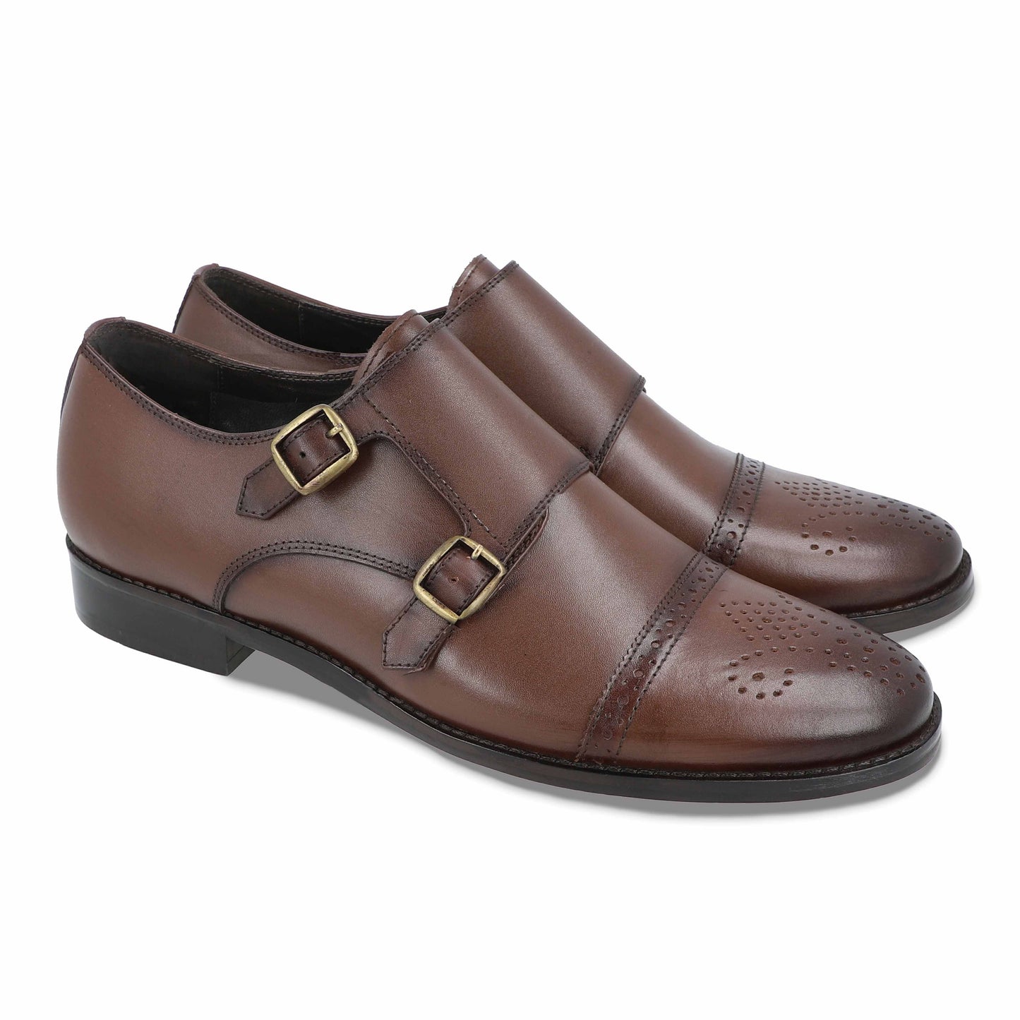 Novice Double Strap Monk Shoes (Brown)
